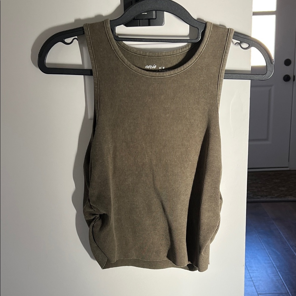 Aerie Olive Ribbed Tank Top